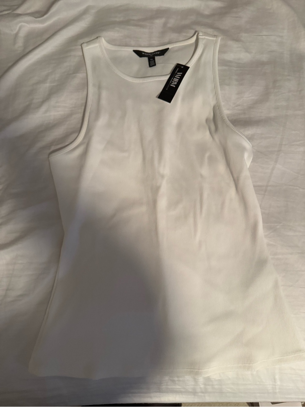 White House Black Market White Ribbed Tank Top